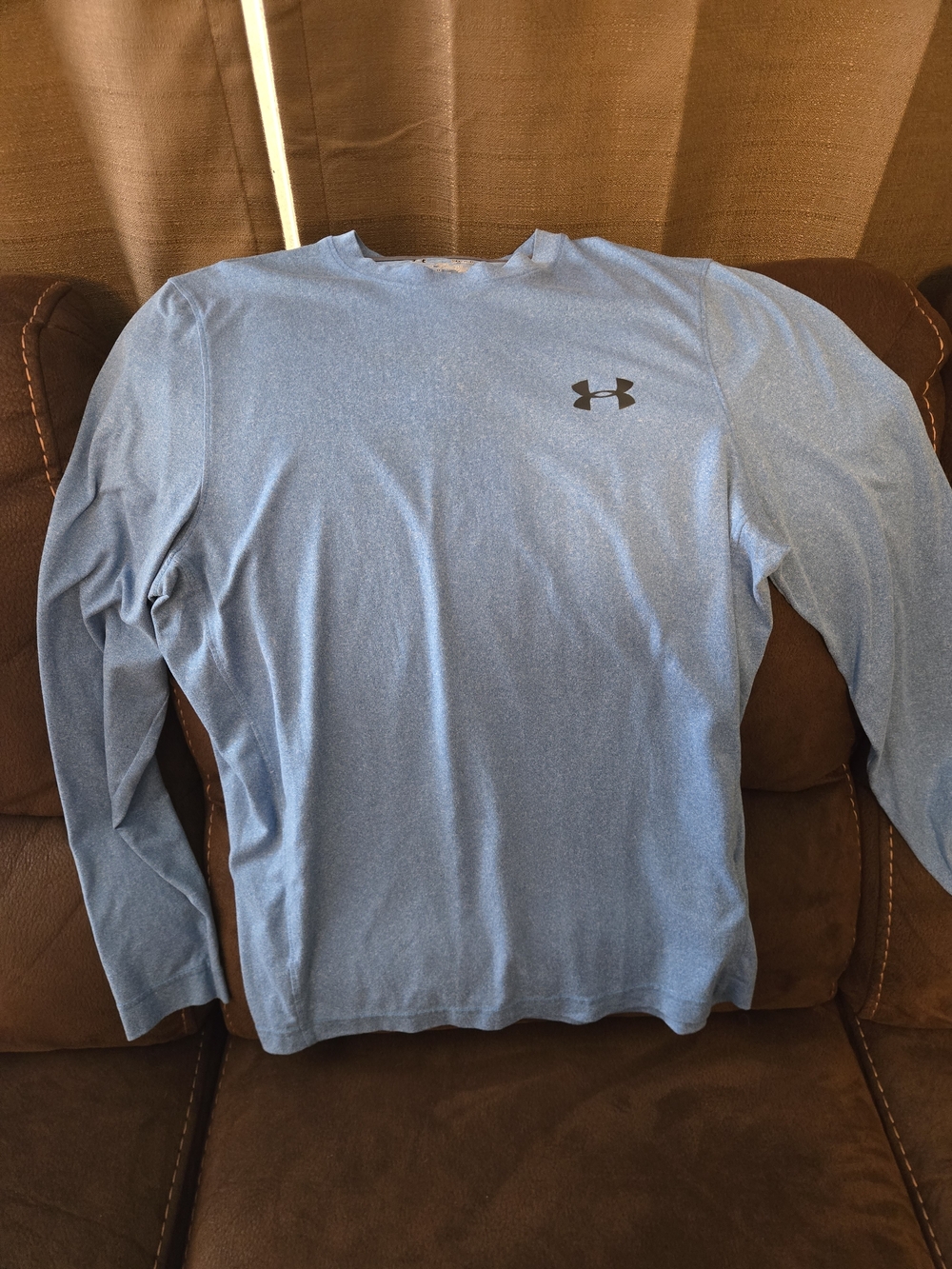 Under Armour Men’s Long Sleeve Athletic Tee - Light Blue with Black Logo